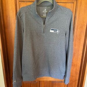 Antigua Seattle Seahawks Heather Gray Quarter-Zip Soft Pullover Women’s Small